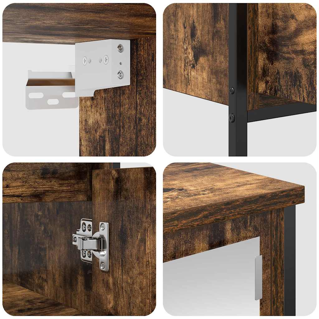 Set Mobili da Bagno 2 pz Rovere Fumo in Legno Multistrato