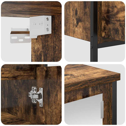 Set Mobili da Bagno 2 pz Rovere Fumo in Legno Multistrato