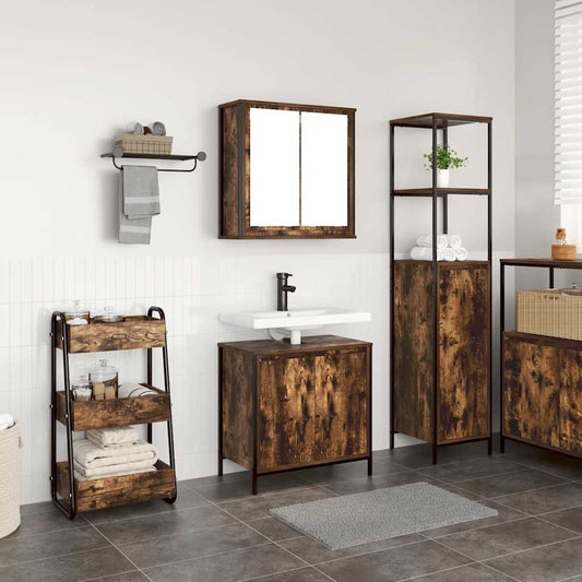 Set Mobili da Bagno 2 pz Rovere Fumo in Legno Multistrato | homemem39