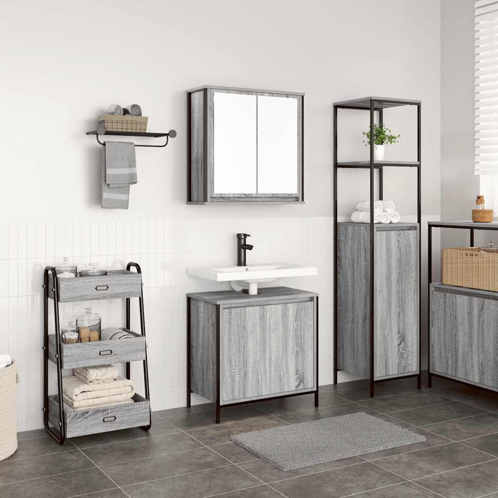 Set Mobili da Bagno 2 pz Grigio Sonoma in Legno Multistrato | homemem39