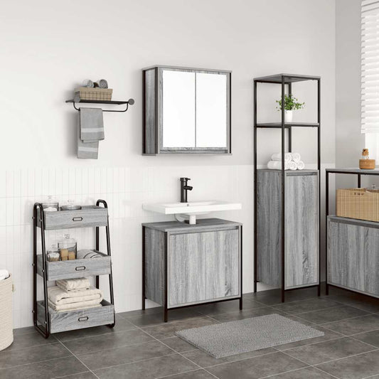 Set Mobili da Bagno 2 pz Grigio Sonoma in Legno Multistrato | homemem39