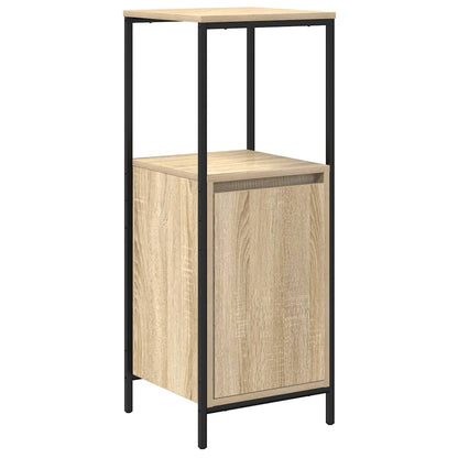 Set di mobili per il bagno con porta 3 pcs Rovere Sonoma e Nero