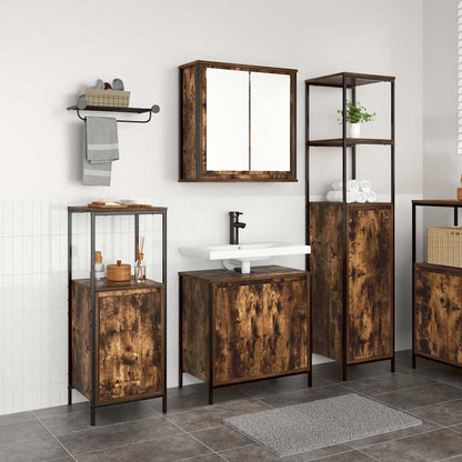 Set di mobili per il bagno 3 pcs Rovere Affumicato e Nero