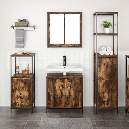 Set di mobili per il bagno 3 pcs Rovere Affumicato e Nero | homemem39