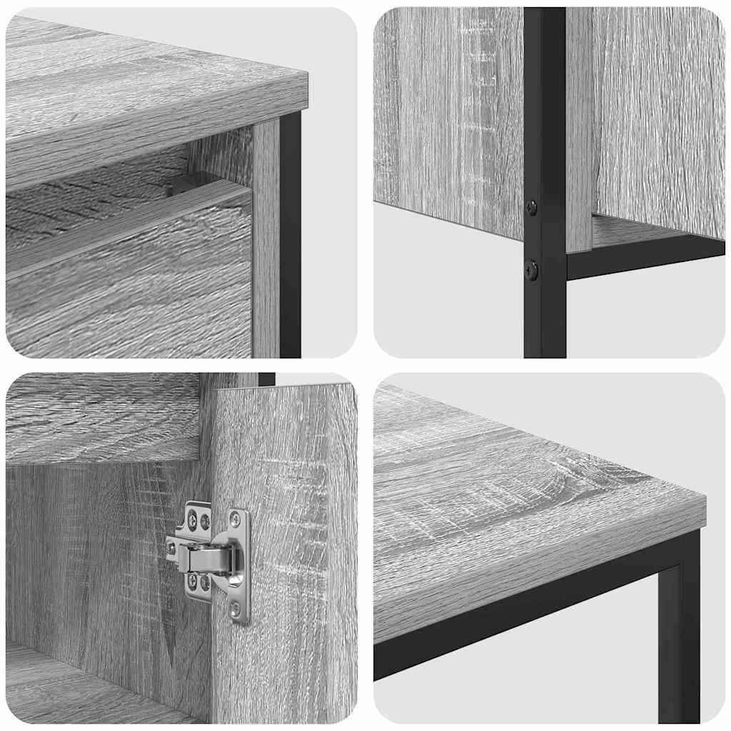 Set di mobili per il bagno con porta 3 pcs Grigio Sonoma e Nero | homemem39