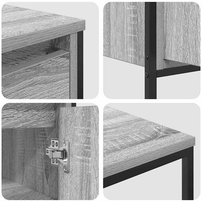 Set di mobili per il bagno con porta 3 pcs Grigio Sonoma e Nero