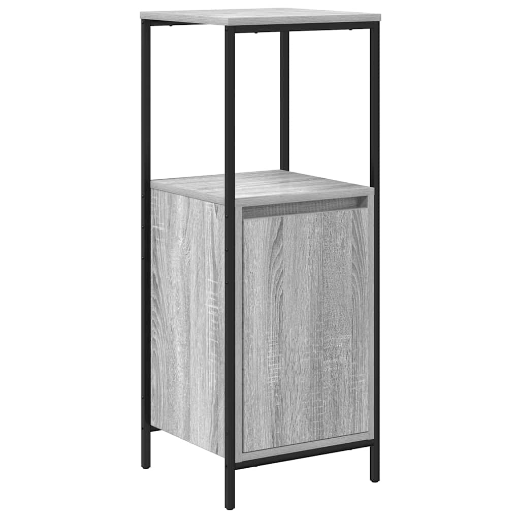 Set di mobili per il bagno con porta 3 pcs Grigio Sonoma e Nero | homemem39