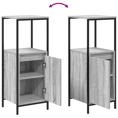 Set di mobili per il bagno con porta 5 pcs Grigio Sonoma e Nero