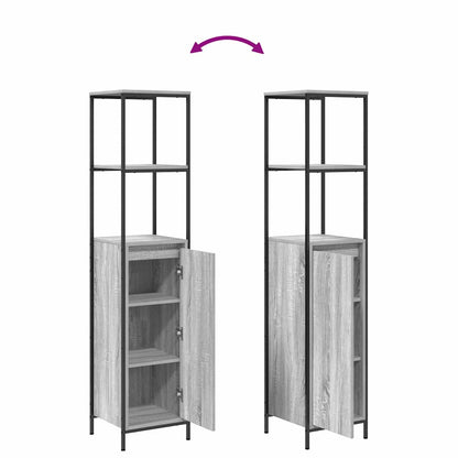 Set di mobili per il bagno 3 pz Grigio Sonoma e Nero