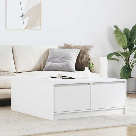 Tavolino da Salotto con Cassetti Bianco 100x100x40 cm | homemem39