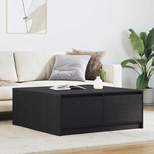 Tavolino da Salotto con Cassetti Rovere Nero 100x100x40 cm | homemem39