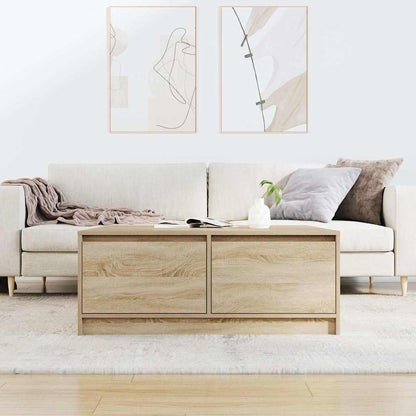 Tavolino da Salotto con Cassetti Rovere Sonoma 100x100x40 cm
