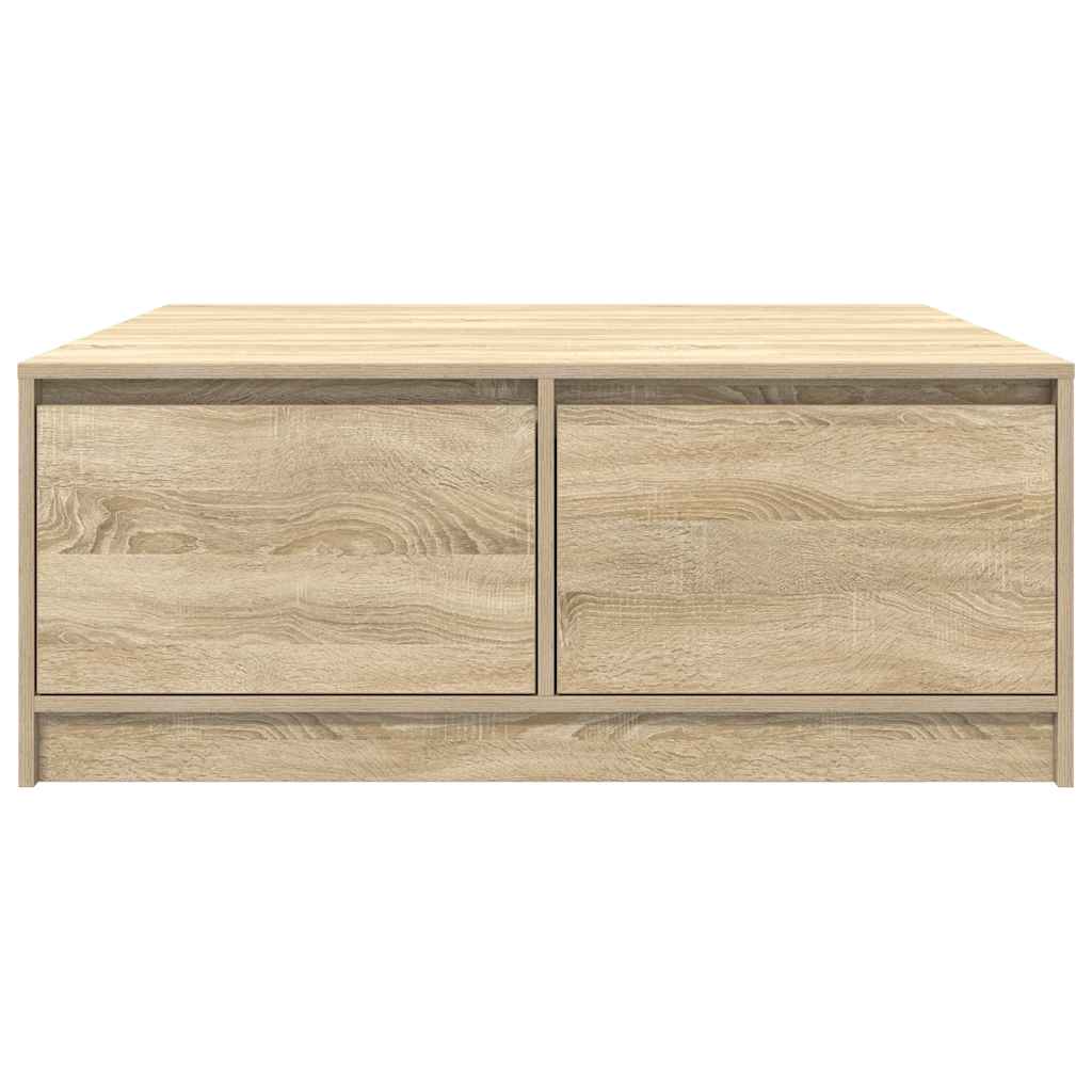 Tavolino da Salotto con Cassetti Rovere Sonoma 100x100x40 cm
