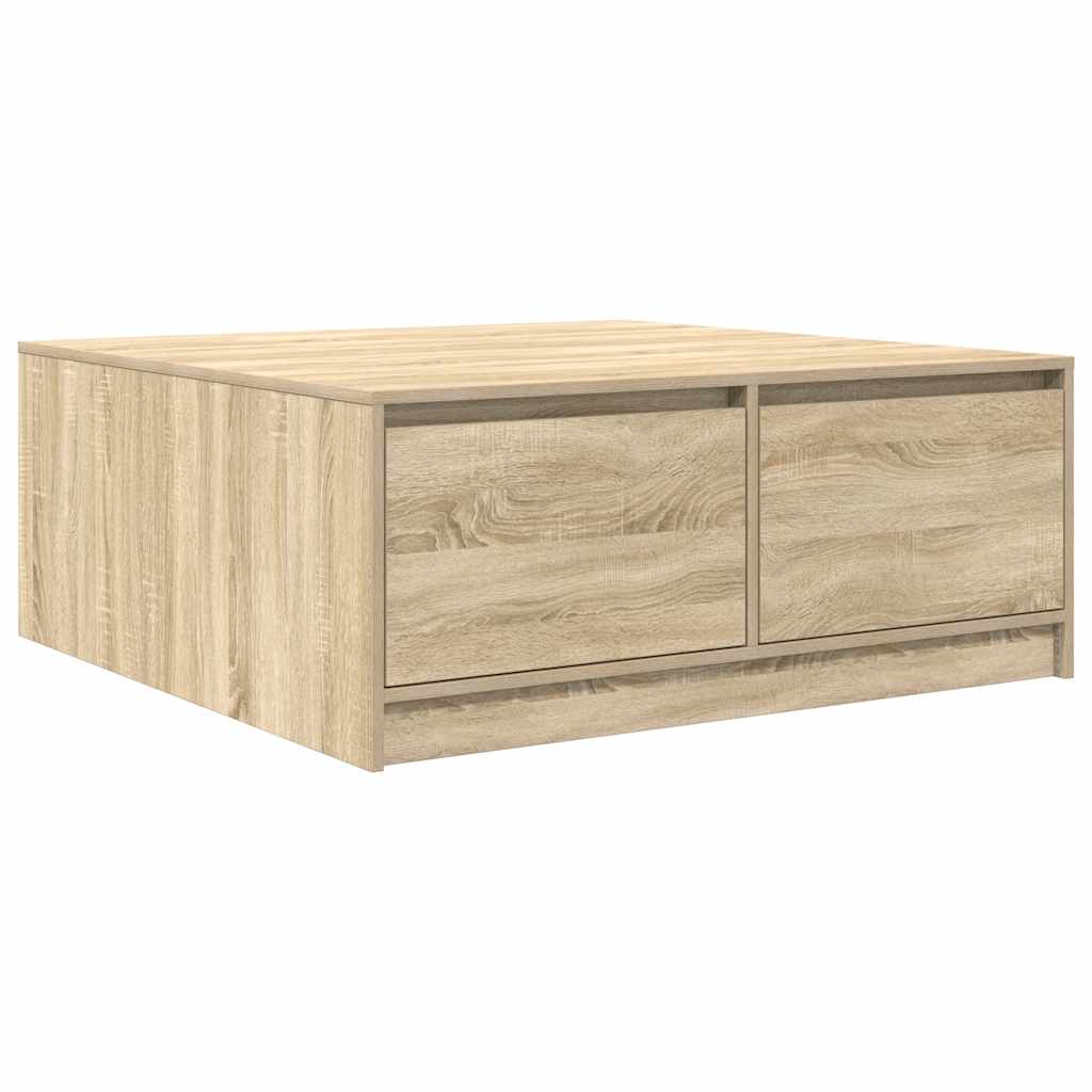 Tavolino da Salotto con Cassetti Rovere Sonoma 100x100x40 cm