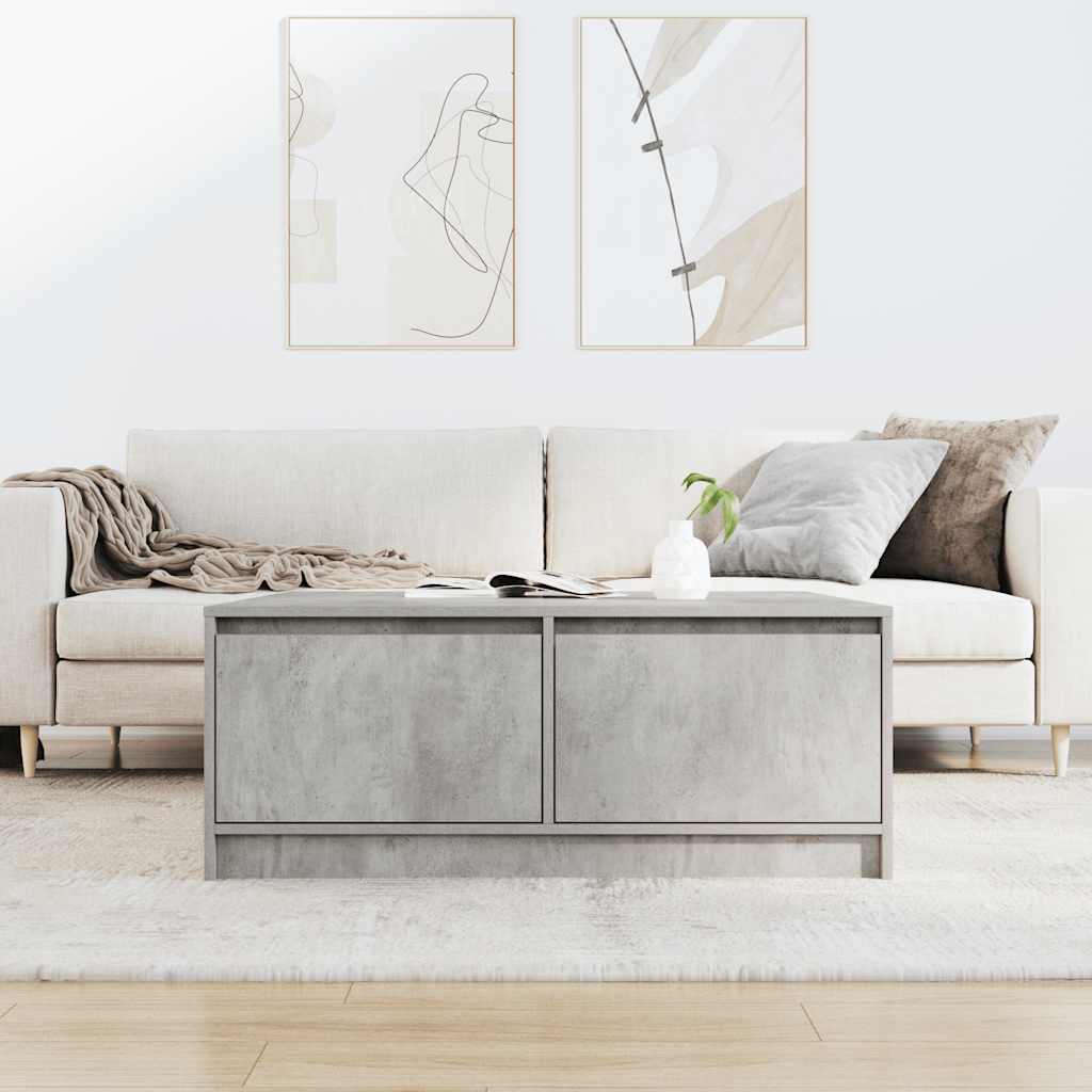 Tavolino da Salotto con Cassetti Grigio Cemento 100x100x40 cm