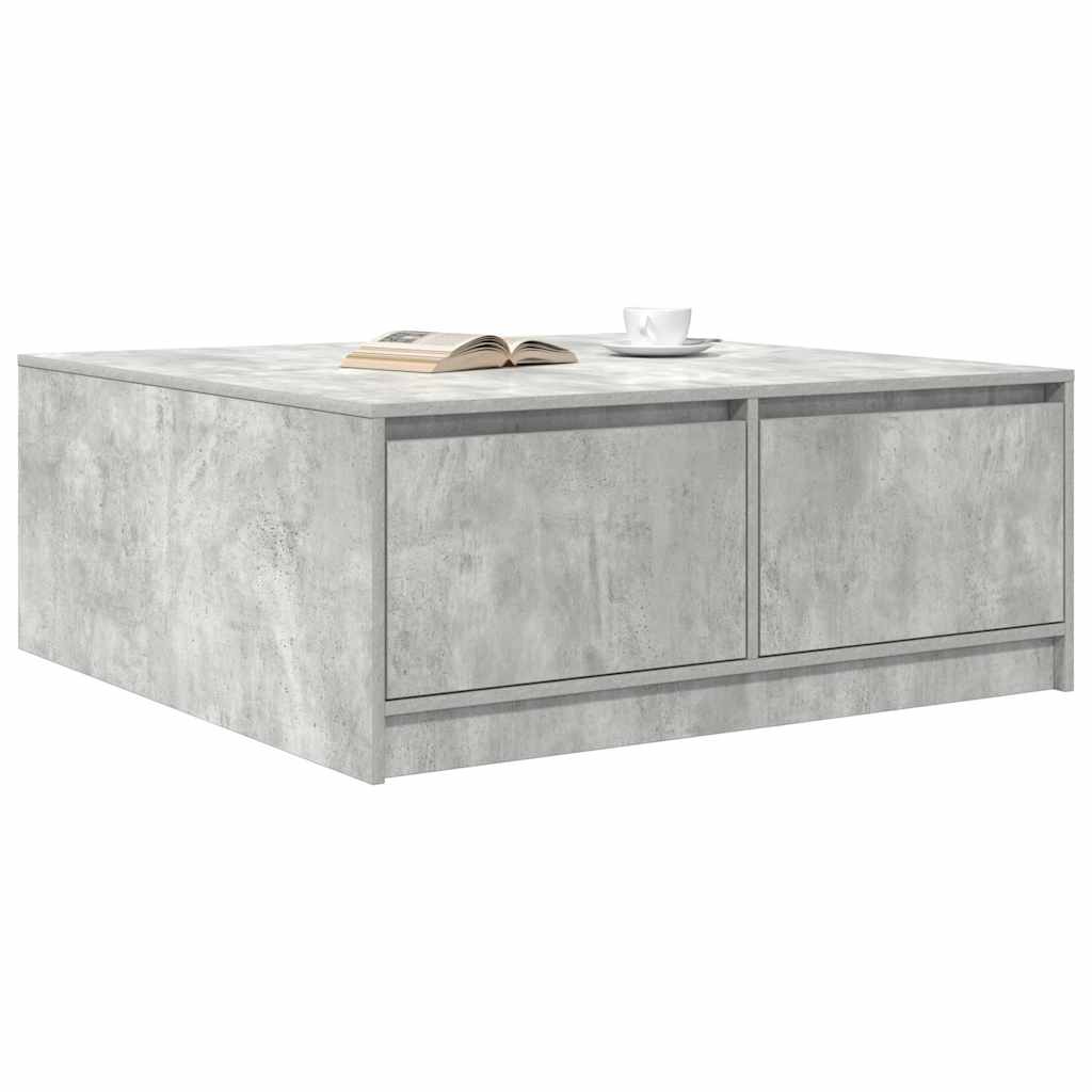 Tavolino da Salotto con Cassetti Grigio Cemento 100x100x40 cm