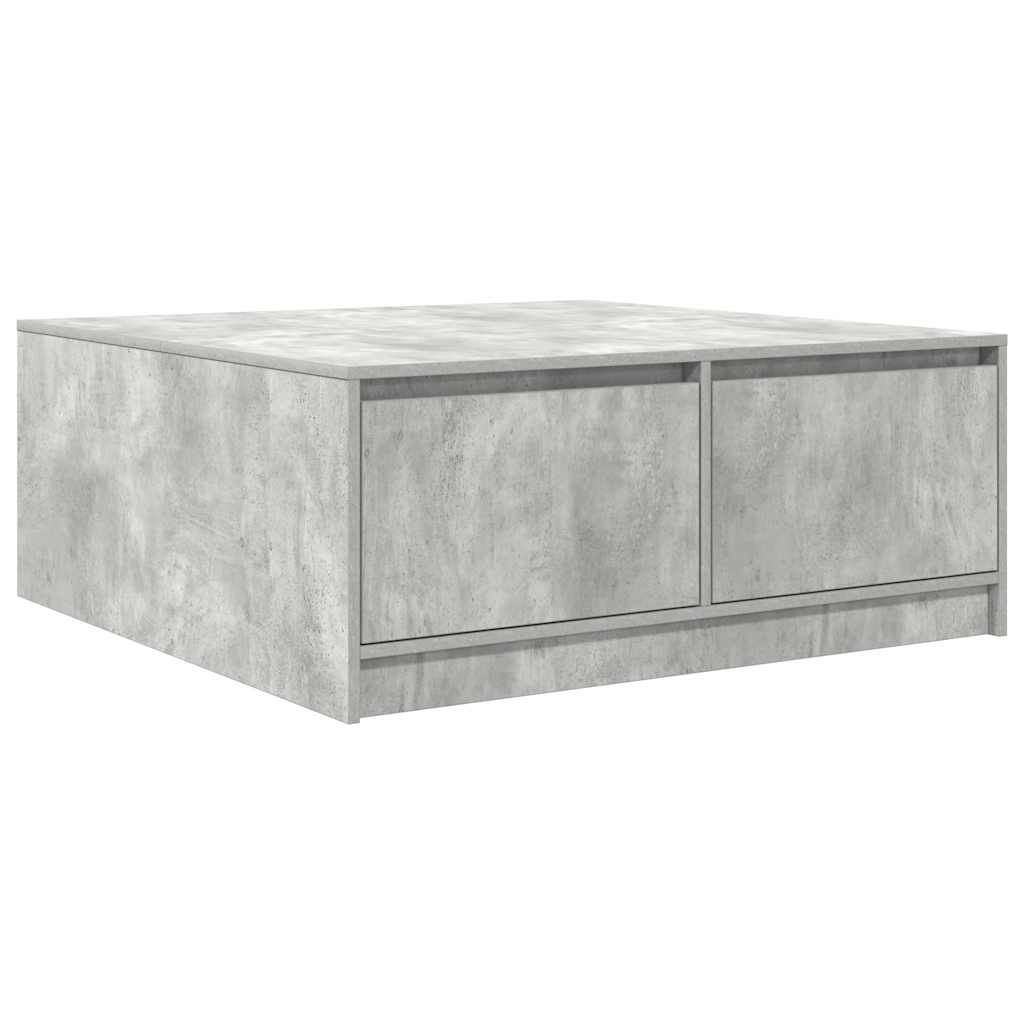 Tavolino da Salotto con Cassetti Grigio Cemento 100x100x40 cm