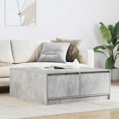 Tavolino da Salotto con Cassetti Grigio Cemento 100x100x40 cm