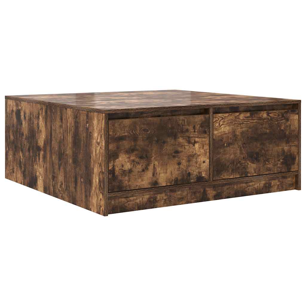 Tavolino da Salotto con Cassetti Rovere Fumo 100x100x40 cm | homemem39