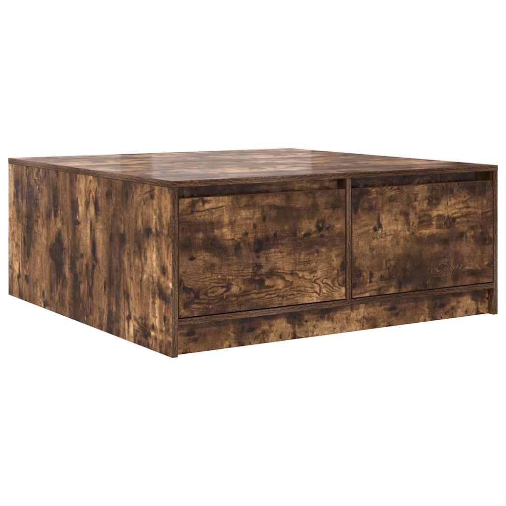 Tavolino da Salotto con Cassetti Rovere Fumo 100x100x40 cm | homemem39
