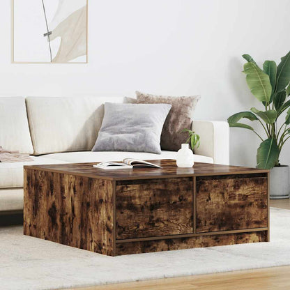 Tavolino da Salotto con Cassetti Rovere Fumo 100x100x40 cm | homemem39