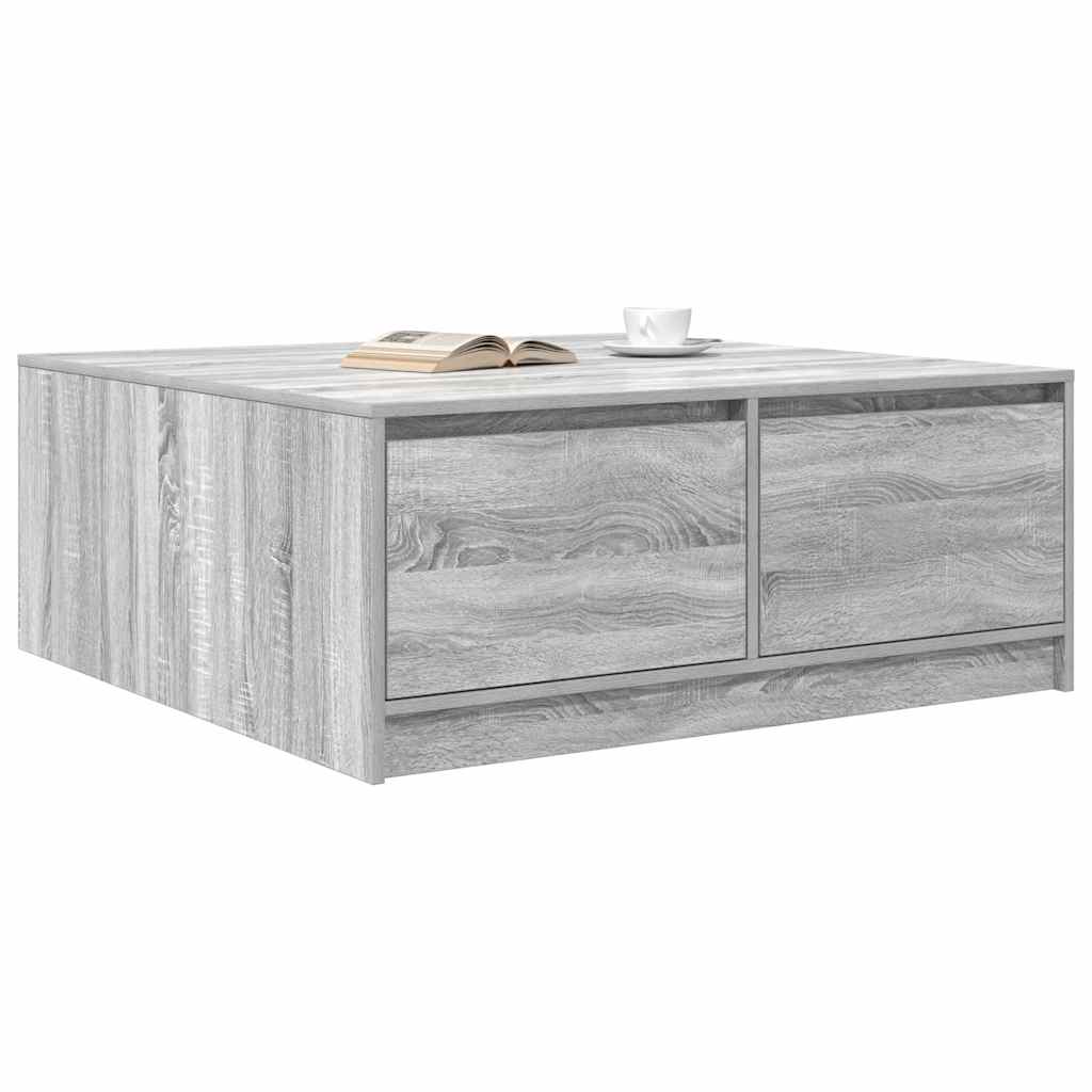 Tavolino da Salotto con Cassetti Grigio Sonoma 100x100x40 cm