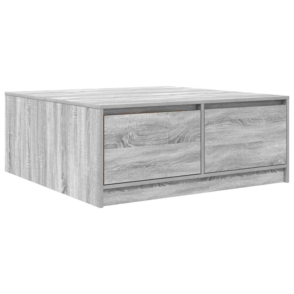 Tavolino da Salotto con Cassetti Grigio Sonoma 100x100x40 cm