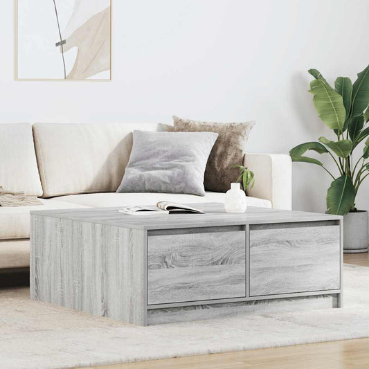 Tavolino da Salotto con Cassetti Grigio Sonoma 100x100x40 cm | homemem39