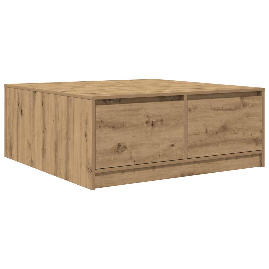 Tavolino Salotto con Cassetti Rovere Artigianale 100x100x40 cm