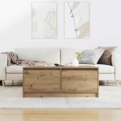Tavolino Salotto con Cassetti Rovere Artigianale 100x100x40 cm