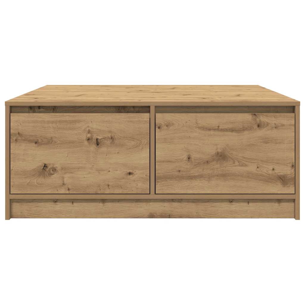 Tavolino Salotto con Cassetti Rovere Artigianale 100x100x40 cm