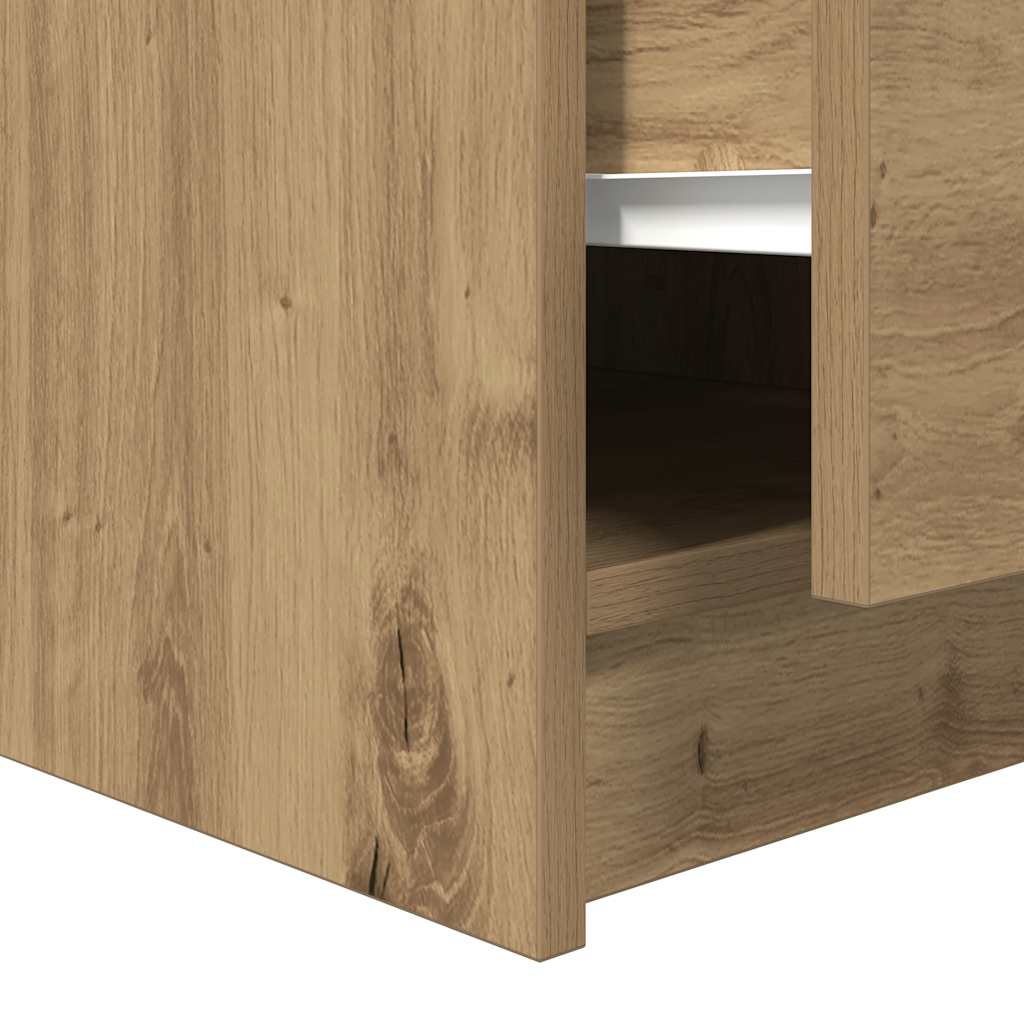 Tavolino Salotto con Cassetti Rovere Artigianale 100x100x40 cm