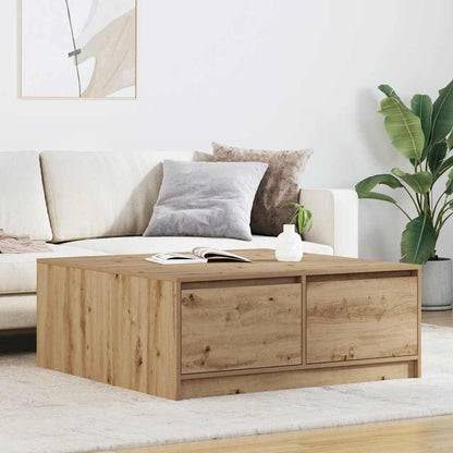 Tavolino Salotto con Cassetti Rovere Artigianale 100x100x40 cm