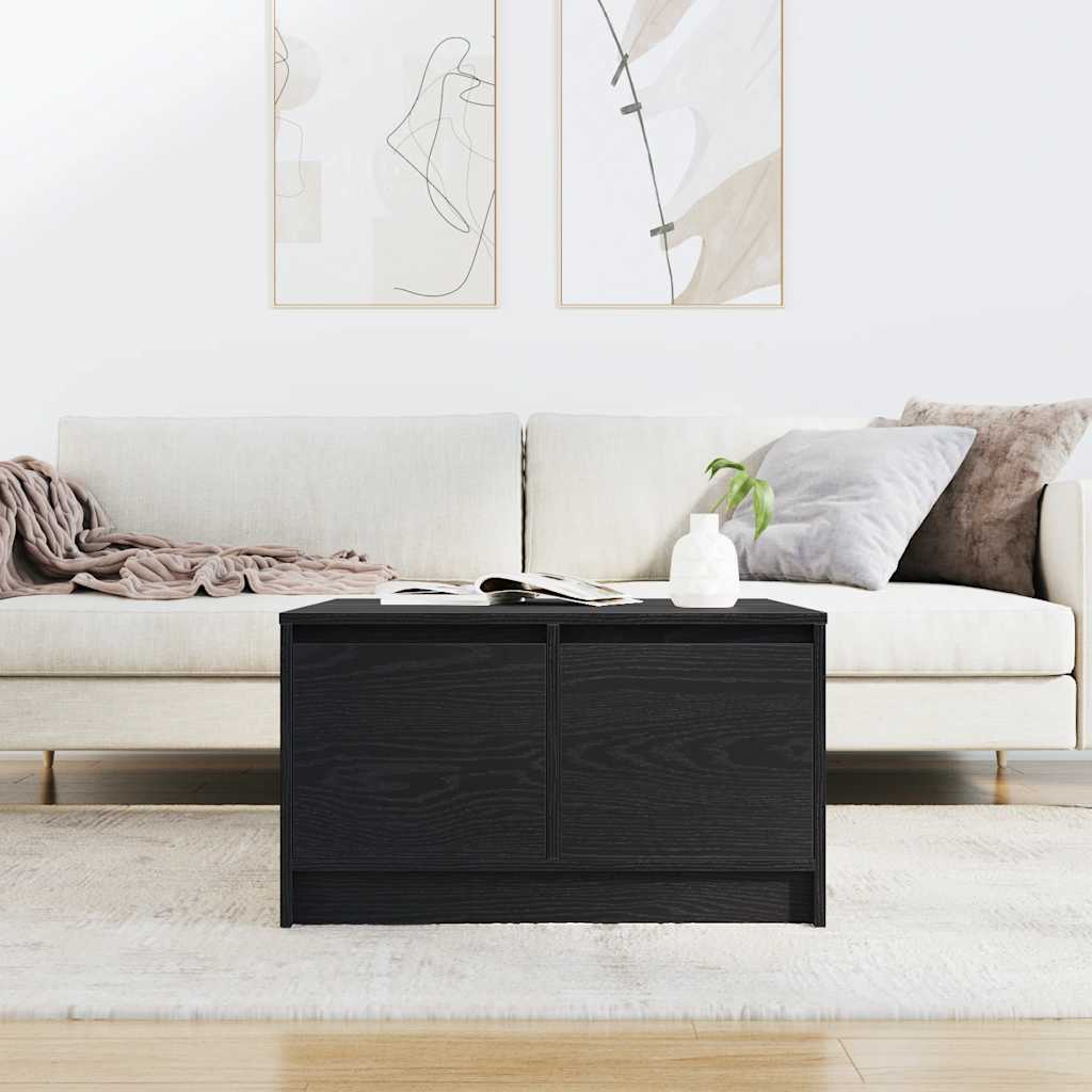 Tavolino da Salotto con Cassetti Rovere Nero 70,5x70x40 cm