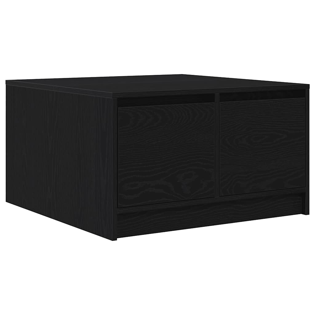 Tavolino da Salotto con Cassetti Rovere Nero 70,5x70x40 cm