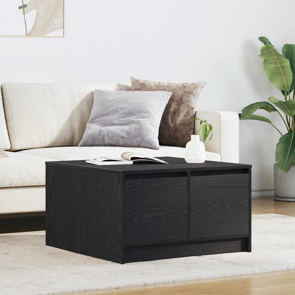 Tavolino da Salotto con Cassetti Rovere Nero 70,5x70x40 cm