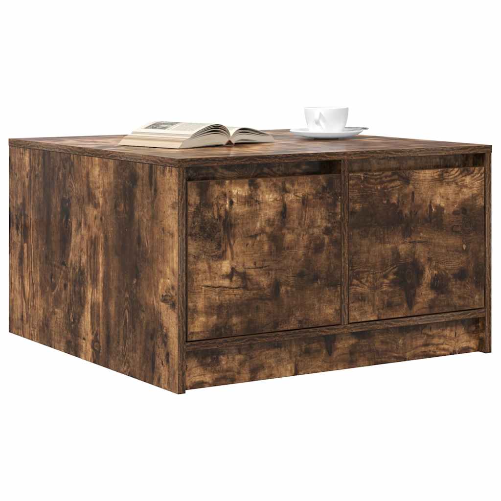Tavolino da Salotto con Cassetti Rovere Fumo 70,5x70x40 cm