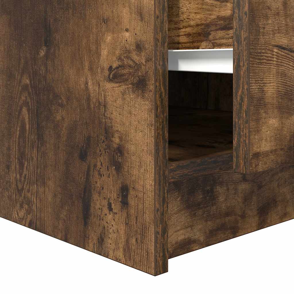 Tavolino da Salotto con Cassetti Rovere Fumo 70,5x70x40 cm