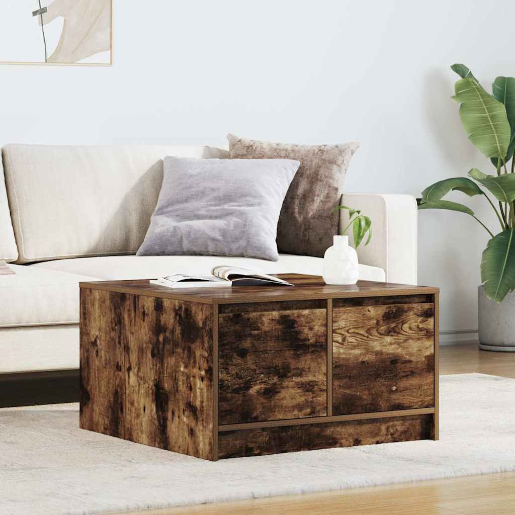 Tavolino da Salotto con Cassetti Rovere Fumo 70,5x70x40 cm | homemem39
