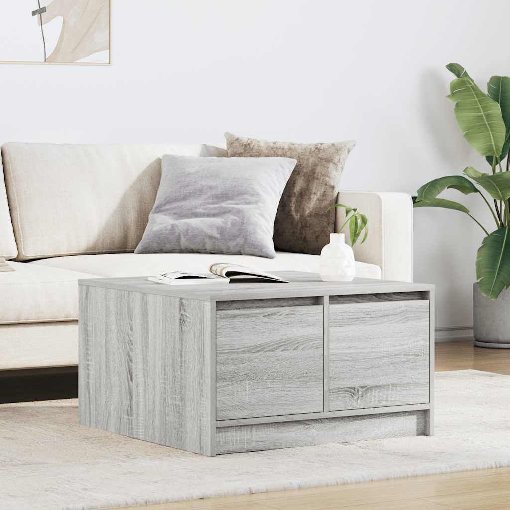 Tavolino da Salotto con Cassetti Grigio Sonoma 70,5x70x40 cm