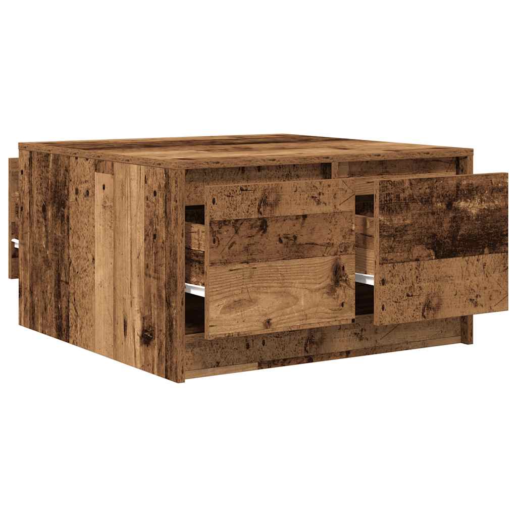 Tavolino da Salotto con Cassetti Legno Antico 70,5x70x40 cm | homemem39