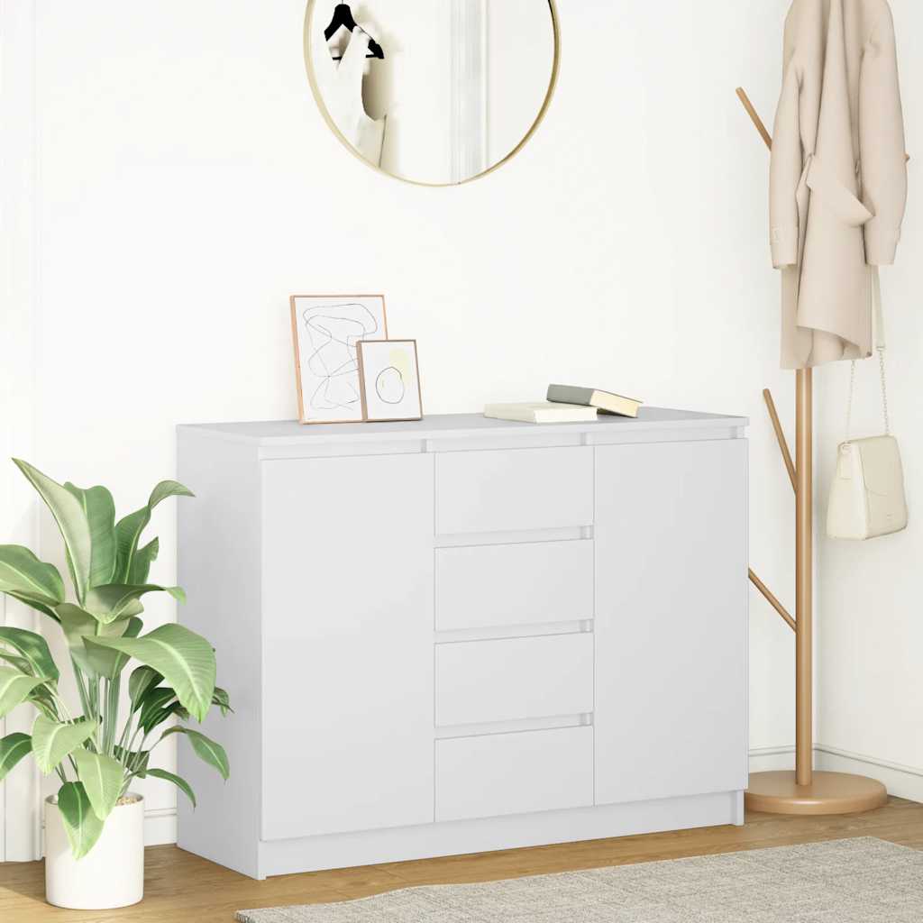 Credenza con Cassetti Bianco 100,5x35x76cm in Legno Multistrato - homemem39