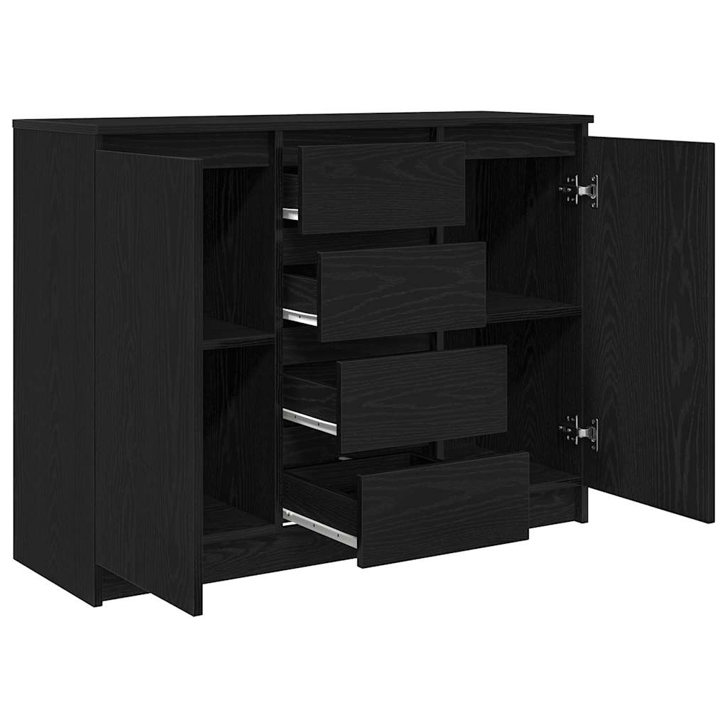 Credenza con Cassetti Rovere Nero 100,5x35x76 cm Truciolato - homemem39