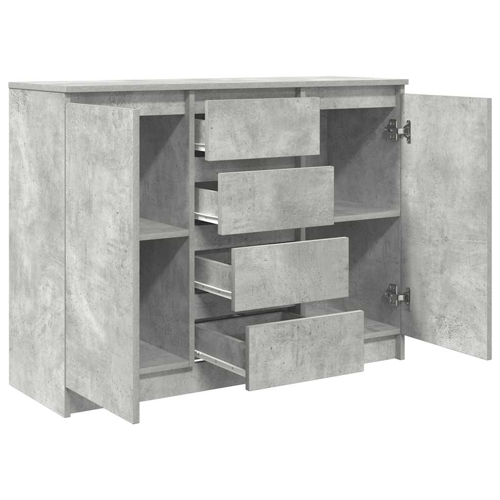 Credenza con Cassetti Grigio Cemento 100,5x35x76 cm Truciolato - homemem39