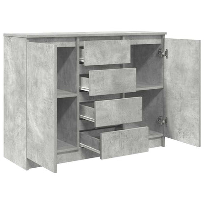 Credenza con Cassetti Grigio Cemento 100,5x35x76 cm Truciolato - homemem39