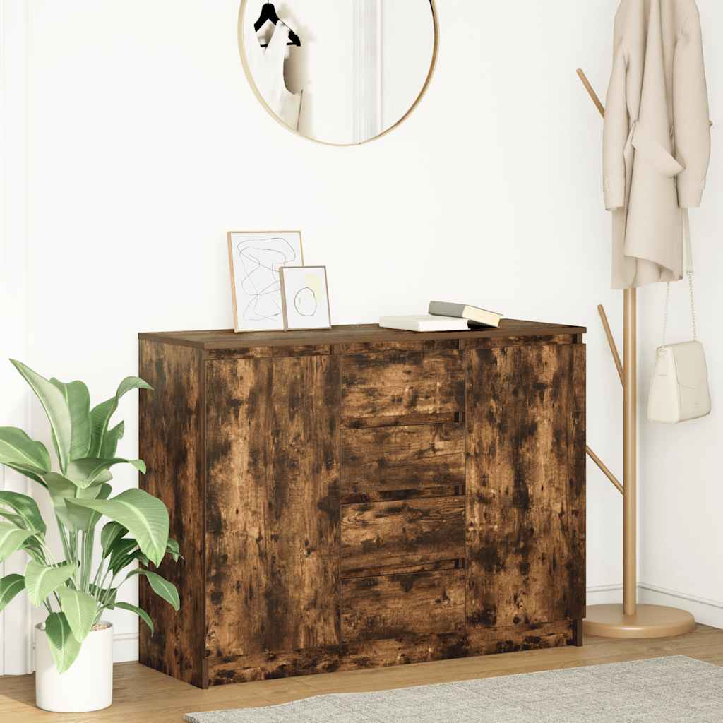 Credenza con Cassetti Rovere Fumo 100,5x35x76 cm in Truciolato - homemem39