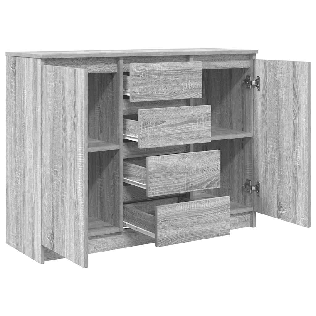 Credenza con Cassetti Grigio Sonoma 100,5x35x76cm in Truciolato - homemem39