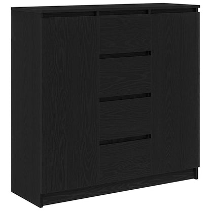 Credenza con Cassetti Rovere Nero 100,5x35x98,5 cm Truciolato - homemem39