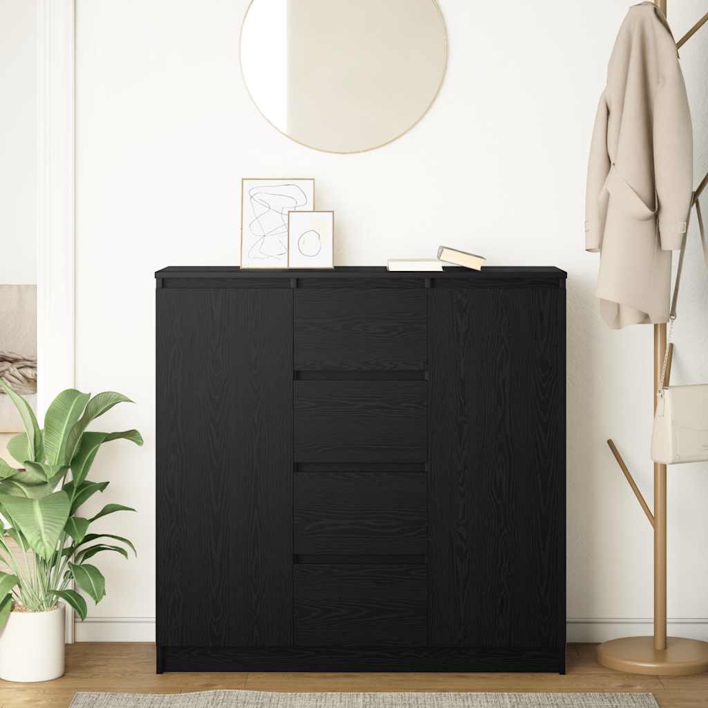 Credenza con Cassetti Rovere Nero 100,5x35x98,5 cm Truciolato - homemem39