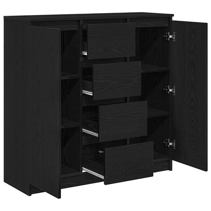Credenza con Cassetti Rovere Nero 100,5x35x98,5 cm Truciolato - homemem39